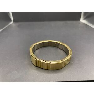 Vtg Major Stainless Magnetic Healing Bracelet Gold Tone Stretch Band Signed Sz 7